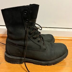 Timberland Black Suede Extra Tall Fleece Lined Boots Size 7.5